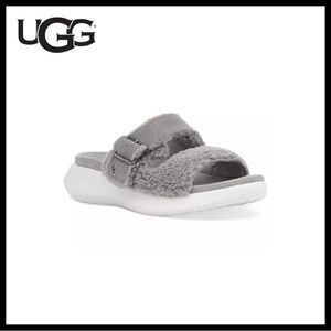 Koolaburra By UGG Women's Pasea Faux Fur Slip-On Slide Sandals in Wild Dove Gray